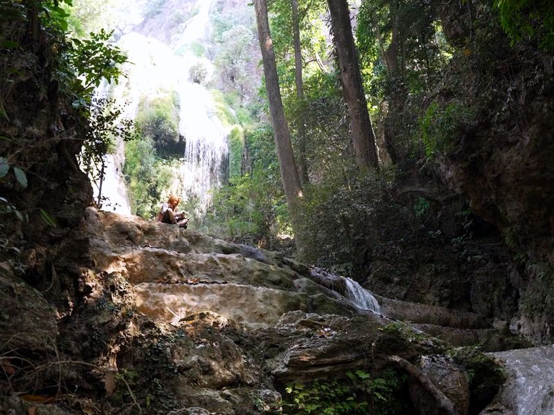 Waterfall in the jungle at Green Jungle Park, Laos